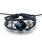 Pulsera de Cuero Signo del Zodiaco 12 Constelaciones acuario