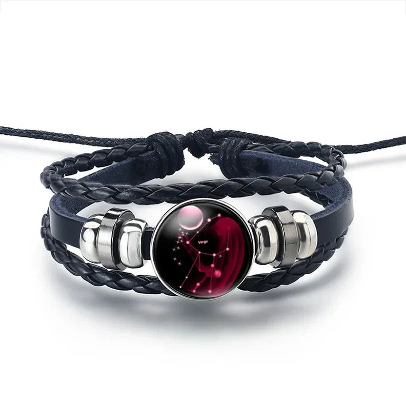 Pulsera de Cuero Signo del Zodiaco 12 Constelaciones virgo