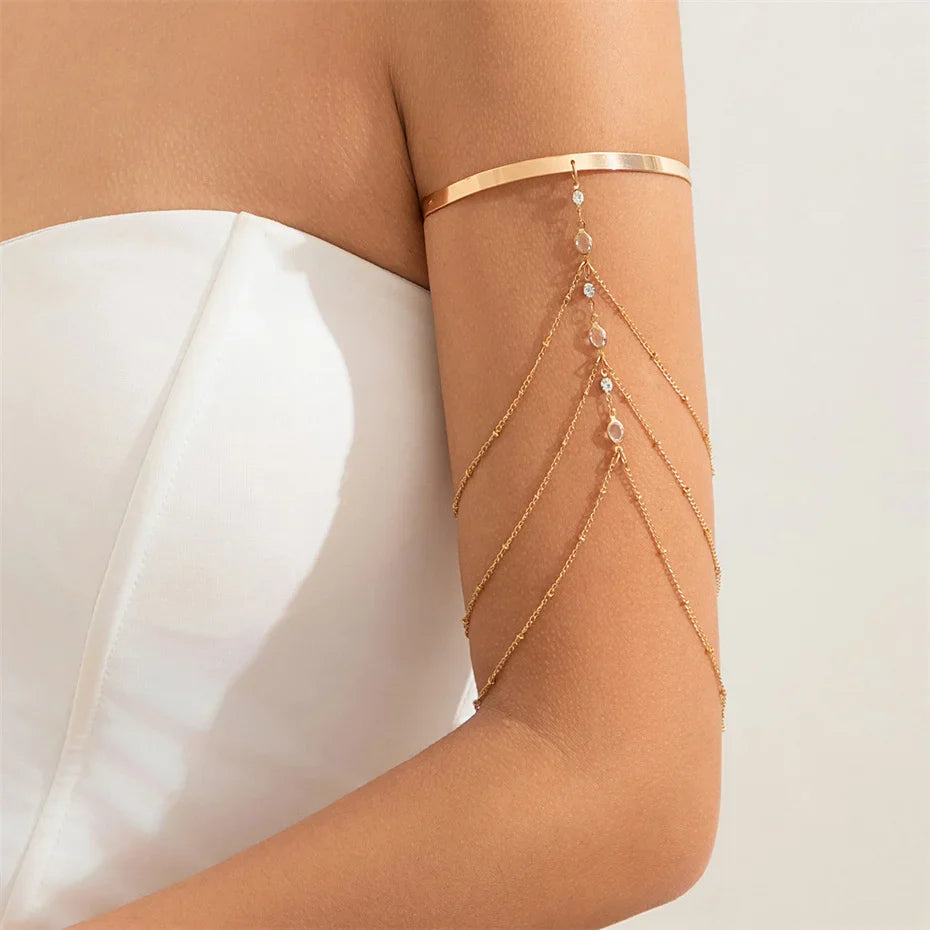Pulsera de Brazo para Mujer Elegante - Adorno para la Parte Superior del Brazo y Cadena de Bíceps en Oro