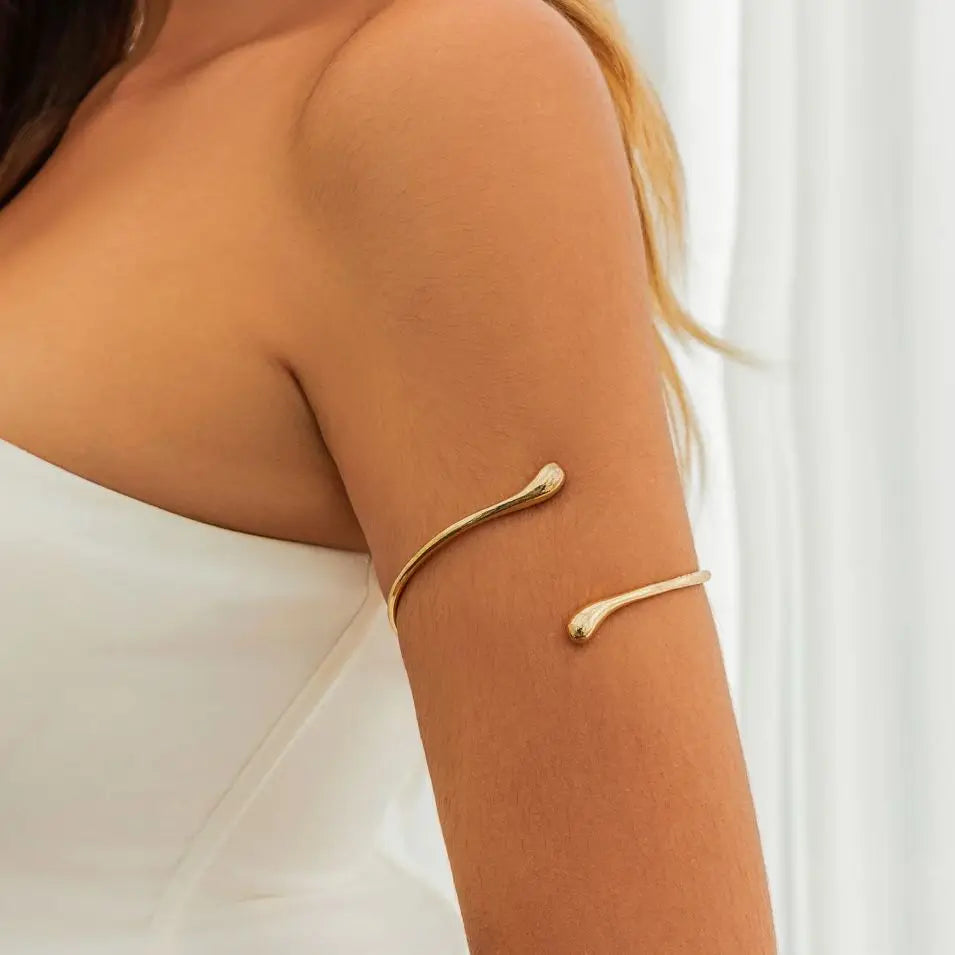 Brazalete de Brazo para Mujer Gota de Agua - Adorno Cadena de Brazo y Joya para Bíceps en Oro