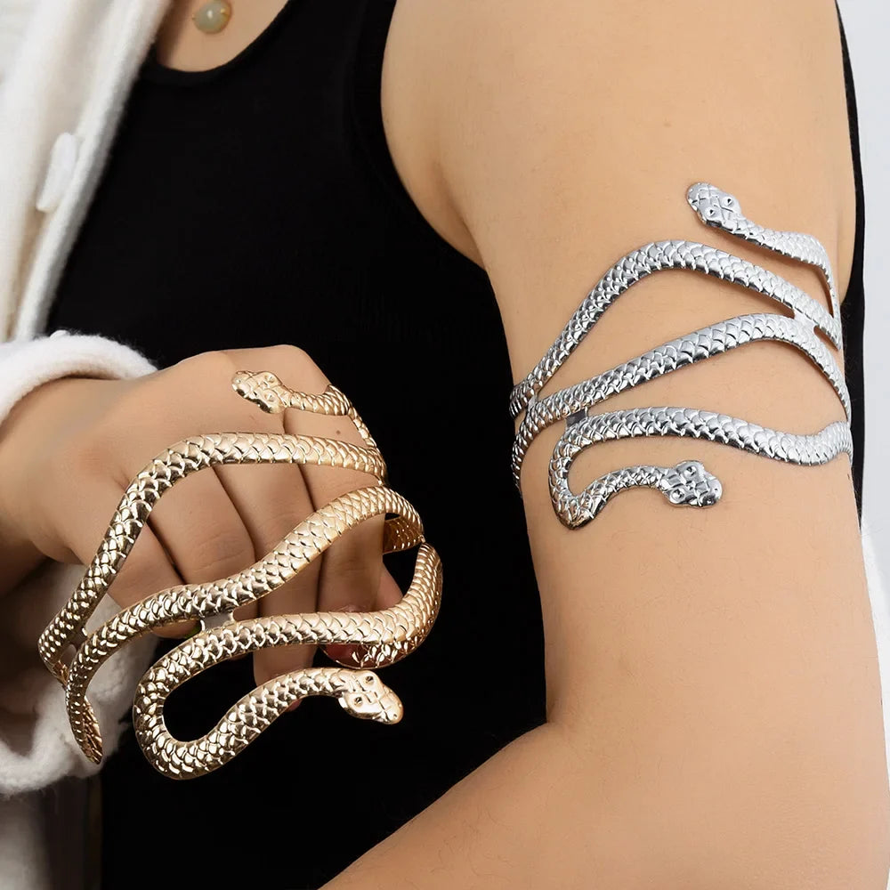 Brazalete de Brazo para Mujer Serpiente - Adorno de Cadena de Brazo y Joya de Bíceps plateada