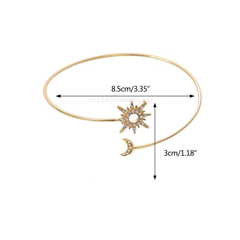 Brazalete de Brazo Mujer Sol Luna - Adorno Cadena de Brazo y Joya de Bíceps oro