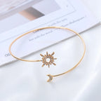 Brazalete de Brazo Mujer Sol Luna - Adorno Cadena de Brazo y Joya de Bíceps oro