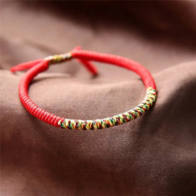 Pulsera de la Suerte Tibetana en Algodón rojo