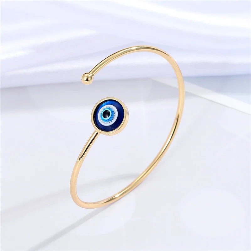 Pulsera de Amuleto Contra el Mal de Ojo Azul Turco oro