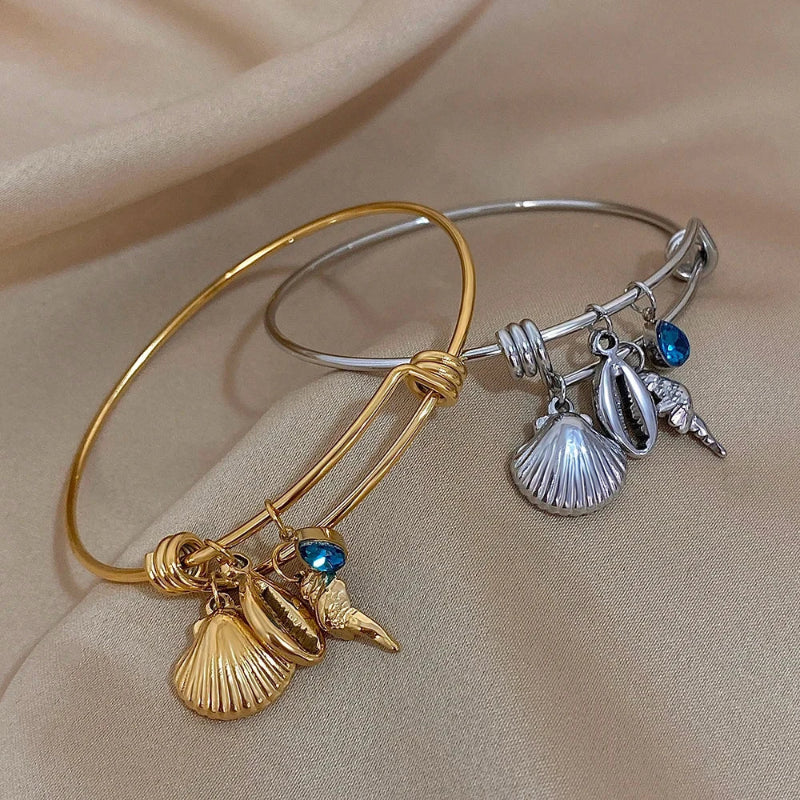 Pulsera de Encanto con Conchas plateada