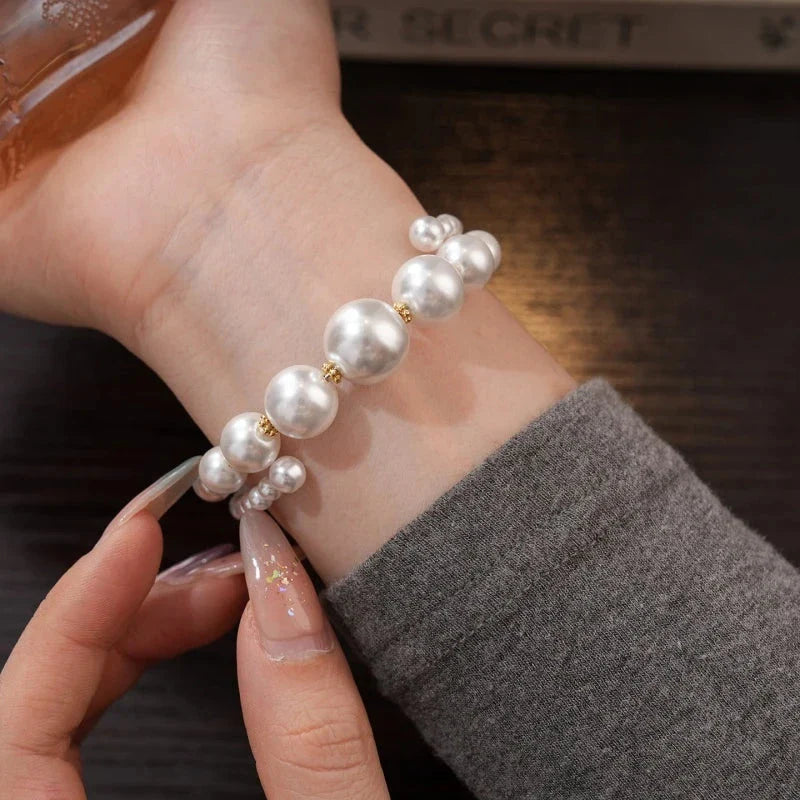 Pulsera de Encanto con Perlas Blancas