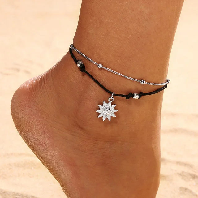 Pulsera de Tobillo Doble Fila Sol