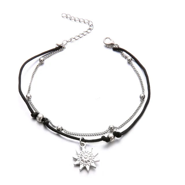 Pulsera de Tobillo Doble Fila Sol