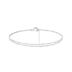 Pulsera de Tobillo Fina de Doble Fila plata
