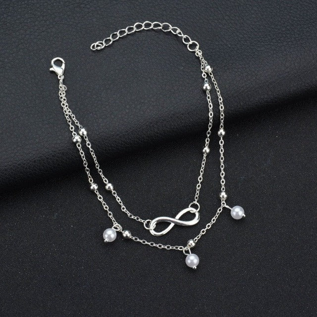 Pulsera de Tobillo Infinito para Mujer en plata