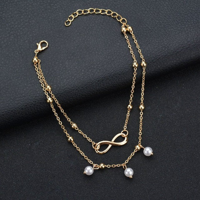 Pulsera de Tobillo Infinito para Mujer en oro