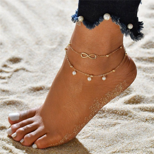 Pulsera de Tobillo Infinito para Mujer en oro