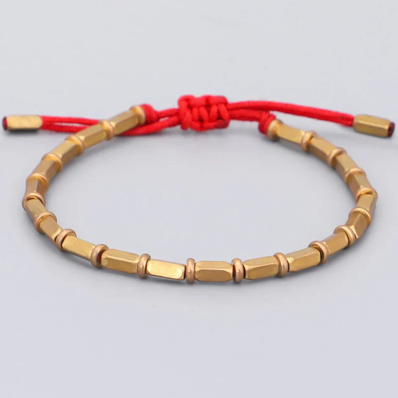 Pulsera Gourmette Vintage Budista Tibetana roja