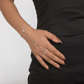 Pulsera de Mano con Strass Joya para Mujer Cadena Mano y Dedo plata
