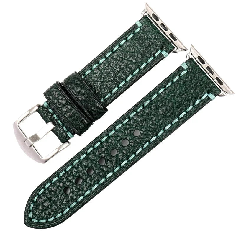 Pulsera de reemplazo para Apple Watch de cuero envejecido verde