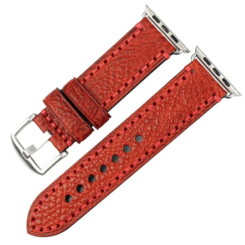 Pulsera de reemplazo para Apple Watch de cuero envejecido roja