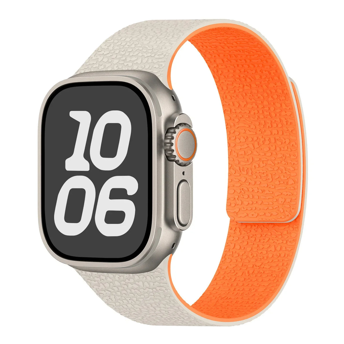 Correa de reemplazo magnética de silicona beige y naranja para Apple Watch