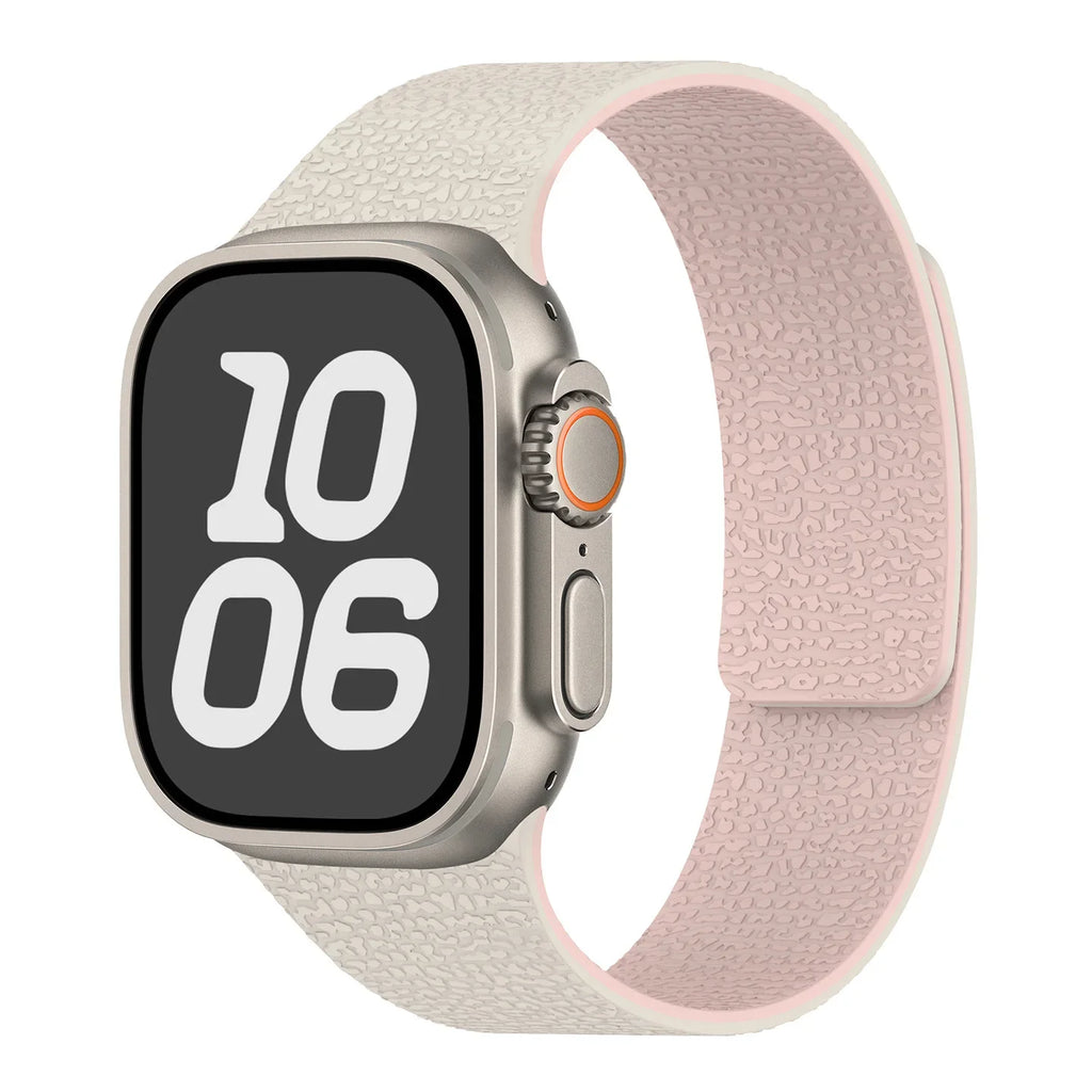 Correa de reemplazo magnética de silicona blanca y rosa para Apple Watch