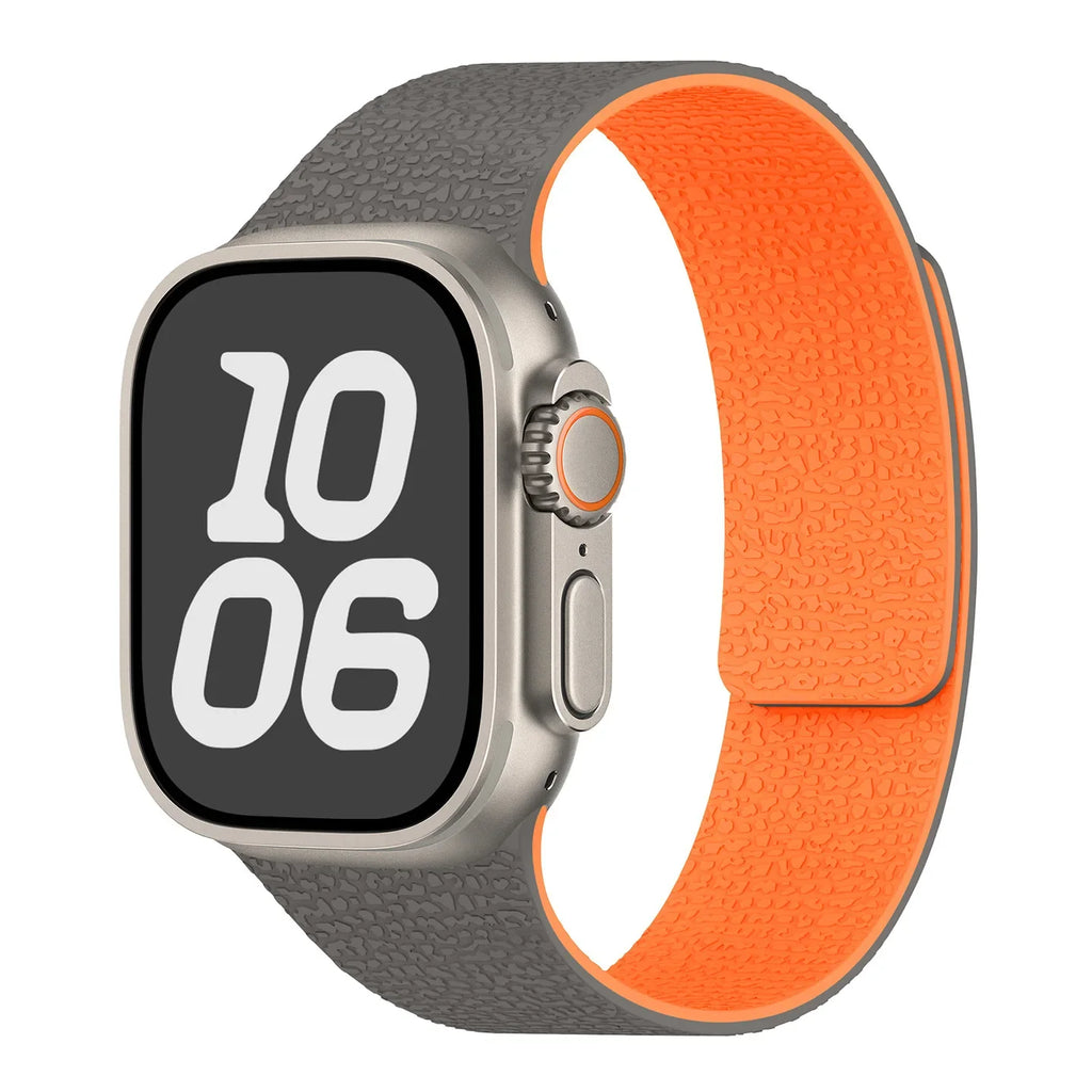 Correa de reemplazo magnética de silicona gris y naranja para Apple Watch
