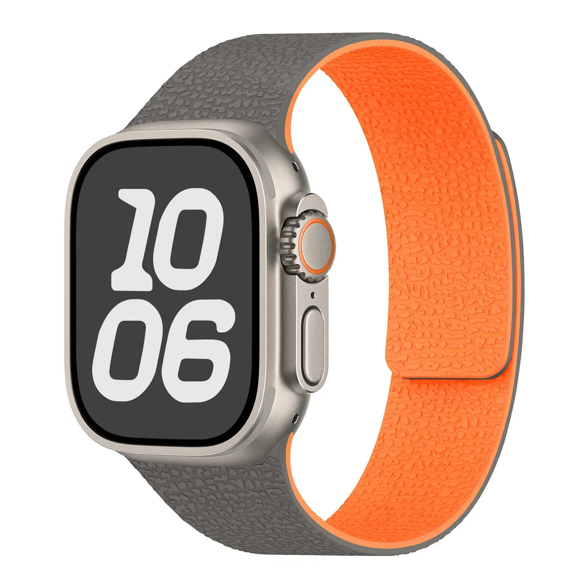 Correa de reemplazo magnética de silicona gris y naranja para Apple Watch