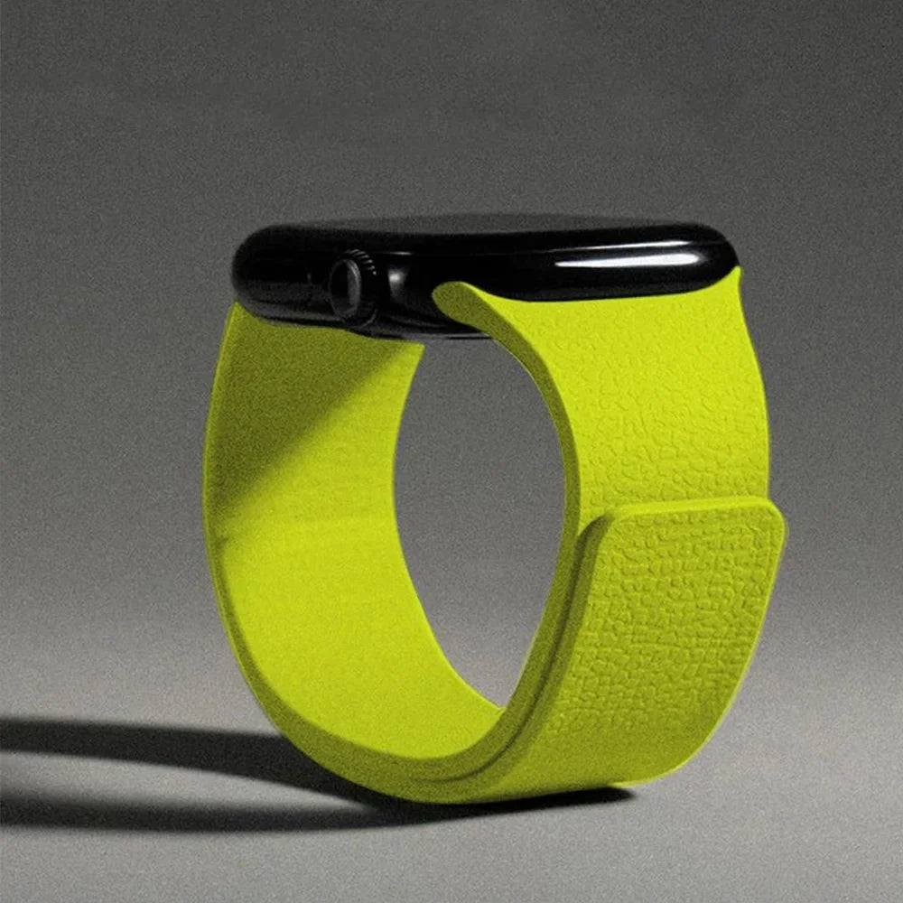 Correa de reemplazo magnética de silicona amarillo neón para Apple Watch