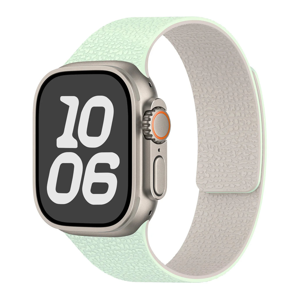 Correa de reemplazo magnética de silicona verde menta y blanca para Apple Watch