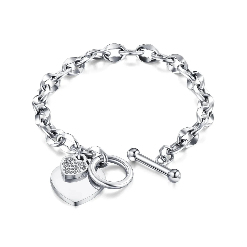 Pulsera Doble Corazón Gourmette para Mujer plata