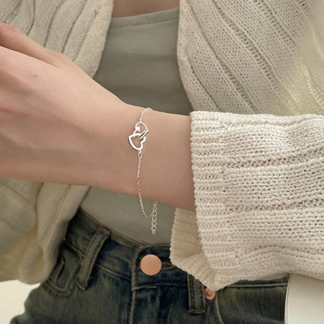 Pulsera Corazón Doble Amuleto de la Suerte