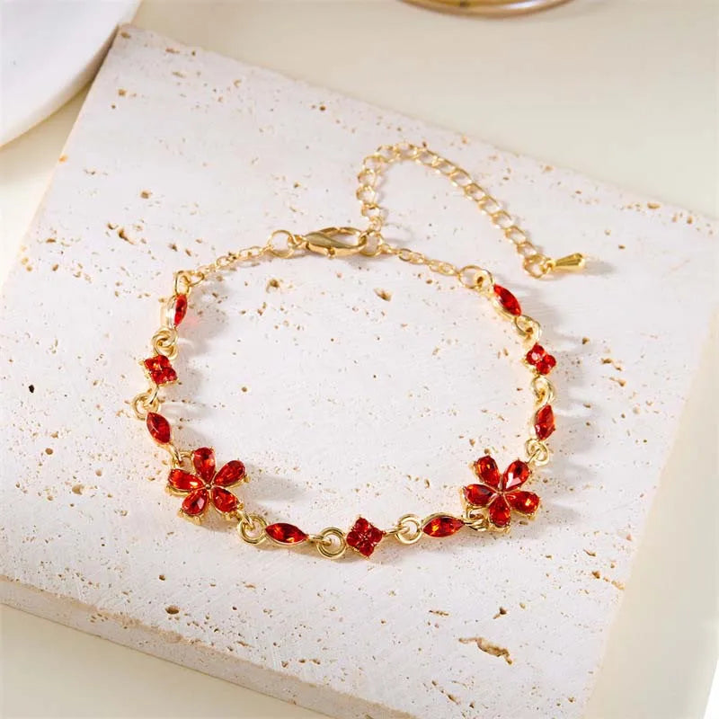 Pulsera Elegante con Flores rojas
