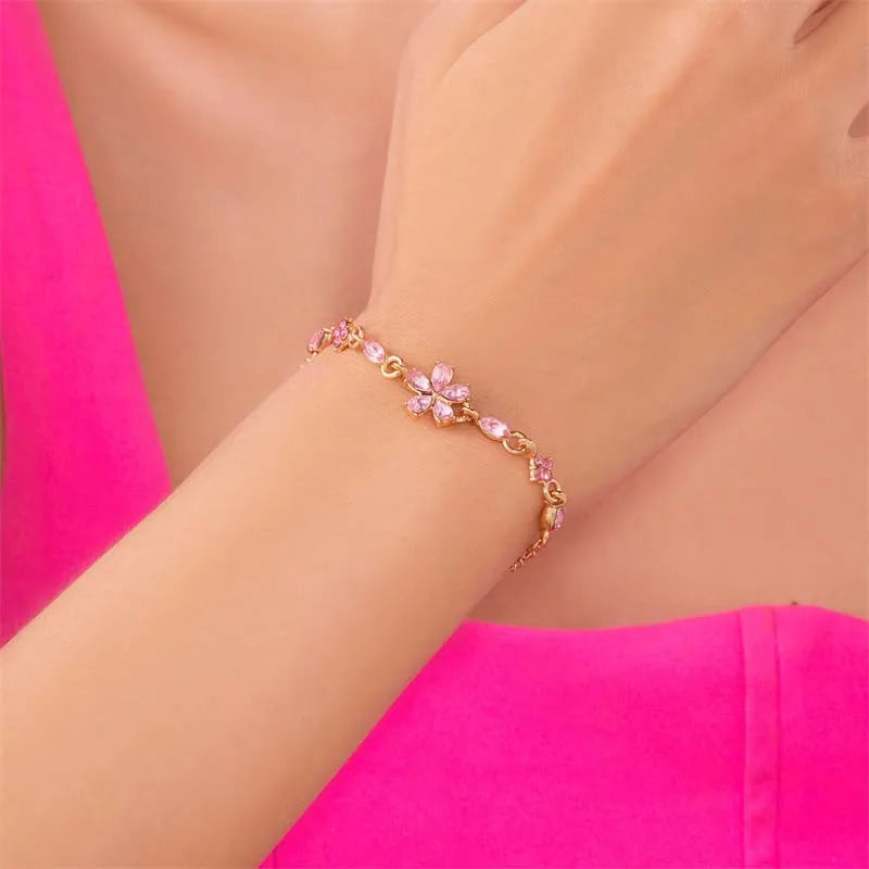 Pulsera Elegante con Flores rosas