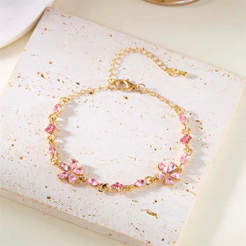 Pulsera Elegante con Flores rosas