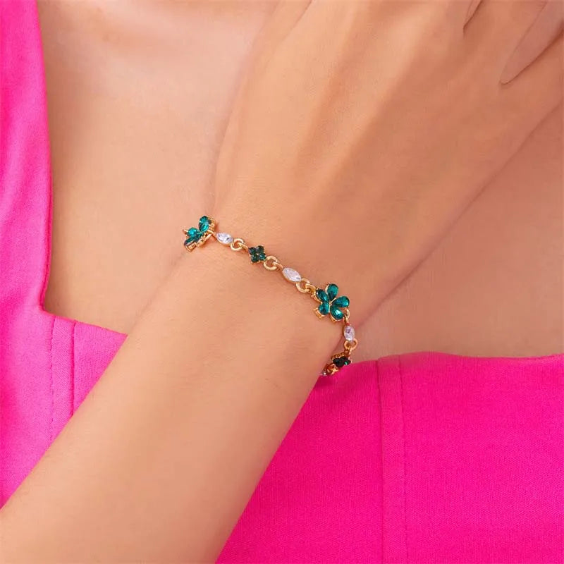 Pulsera Elegante con Flores verdes