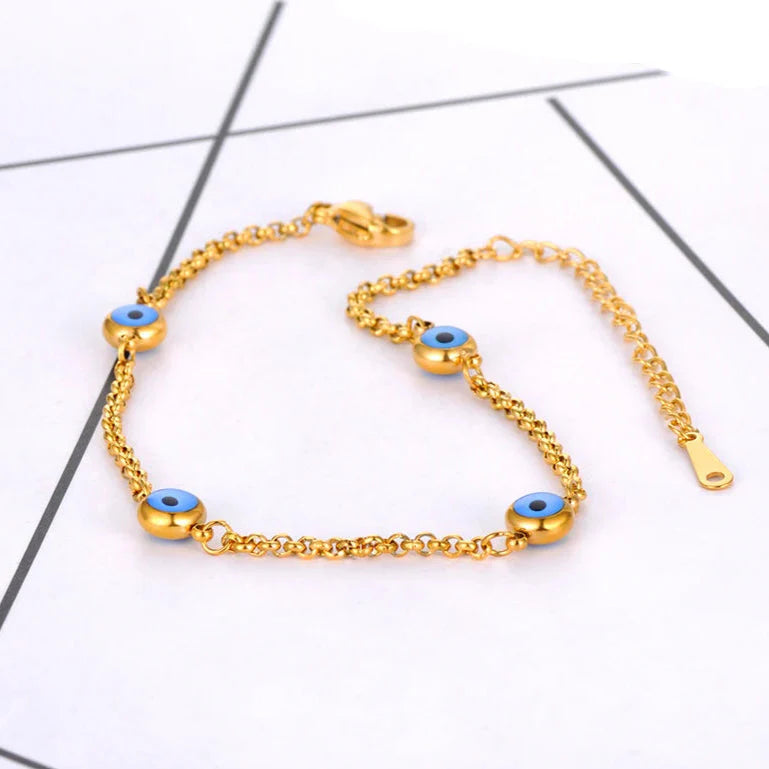 Pulsera Elegante Contra el Mal de Ojo Turco oro