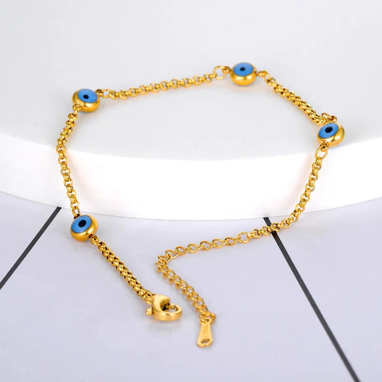 Pulsera Elegante Contra el Mal de Ojo Turco oro