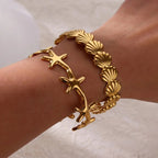Pulsera Elegante Conchas Estrella de Mar y Vieiras oro