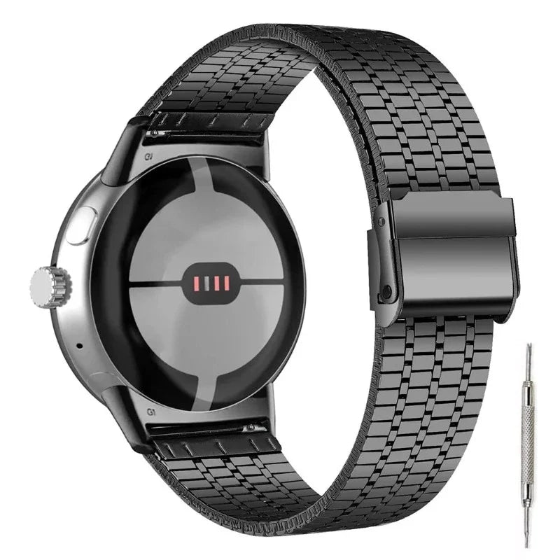 Pulsera de Acero Inoxidable Mallada para Smartwatch Google Pixel Watch 1 & 2 negra