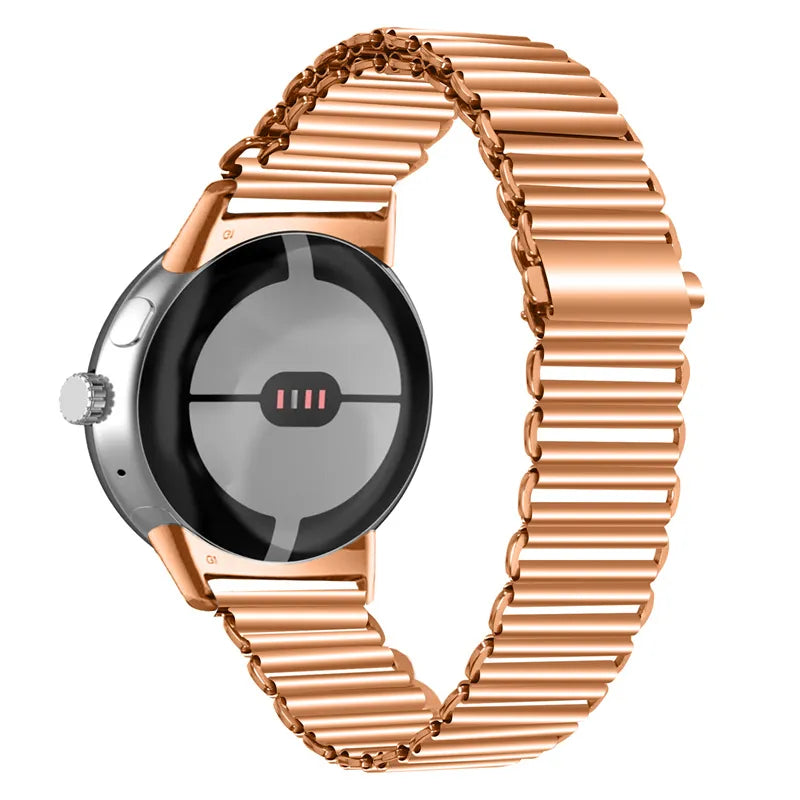 Pulsera de Acero Endurecido para Smartwatch Google Pixel Watch 1 y 2 dorada rosa