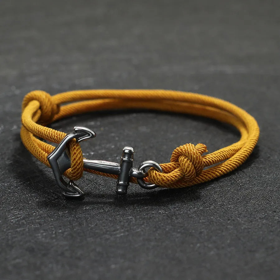 Pulsera de cuerda con ancla amarilla
