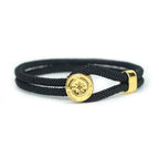 Pulsera de Cuerda con Brújula Náutica Rosa de los Vientos negro