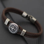 Pulsera de Cuerda con Brújula Rosa de los Vientos marrón