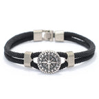 Pulsera de Cuerda con Brújula Rosa de los Vientos negra