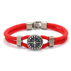Pulsera de Cuerda con Brújula Rosa de los Vientos roja
