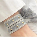 Pulsera de Cuerda con Estrellas para Hombre o Mujer gris