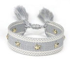 Pulsera de Cuerda con Estrellas para Hombre o Mujer gris