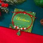 Pulsera de Cuerda con Colgante de Navidad árbol y esferas rojas