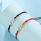Pulsera de Cuerda con Colgante de Montaña para Mujer u Hombre negro