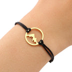 Pulsera de Cordón con Colgante Redondo de Montaña