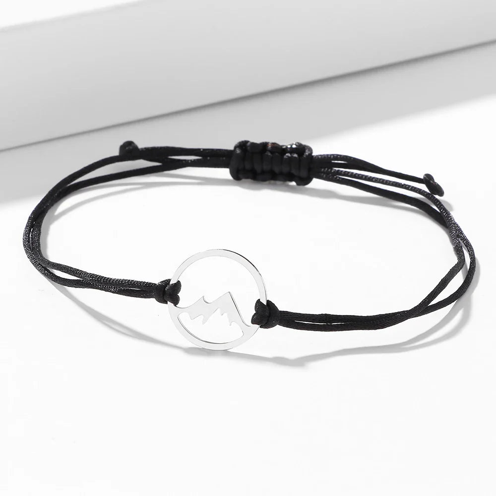 Pulsera de Cordón con Colgante Redondo de Montaña