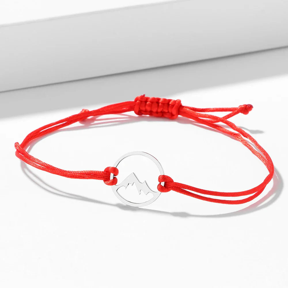Pulsera de Cordón con Colgante Redondo de Montaña